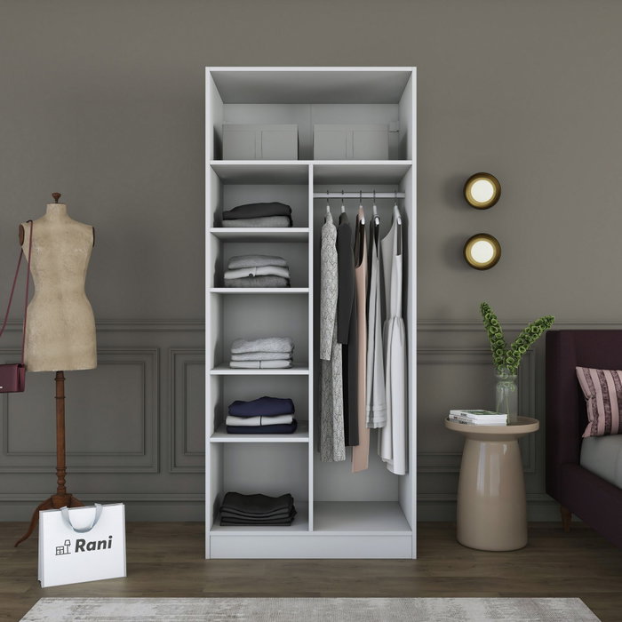 Hanah Home Armario Blanco con Estanterías Hanah Home Armario Blanco con Estanterías